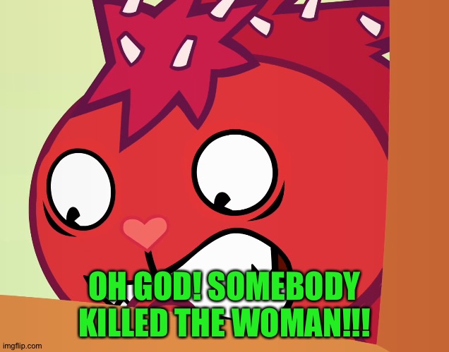Feared Flaky (HTF) | OH GOD! SOMEBODY KILLED THE WOMAN!!! | image tagged in feared flaky htf | made w/ Imgflip meme maker