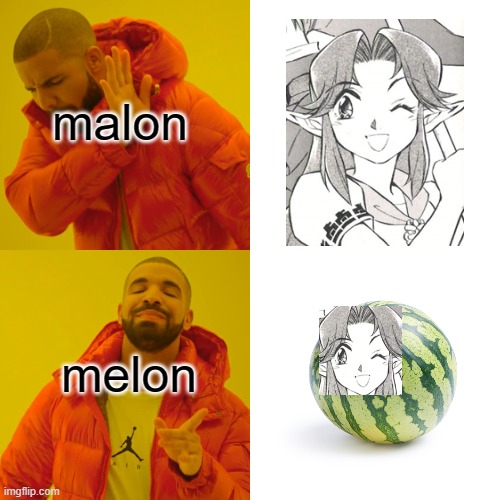 ledgend of zelda meme | malon; melon | image tagged in memes,drake hotline bling | made w/ Imgflip meme maker