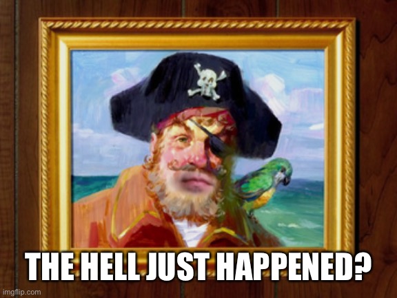 Painty the Pirate | THE HELL JUST HAPPENED? | image tagged in painty the pirate | made w/ Imgflip meme maker