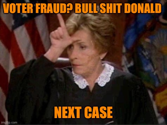 Judge Judy Loser | VOTER FRAUD? BULL SHIT DONALD NEXT CASE | image tagged in judge judy loser | made w/ Imgflip meme maker
