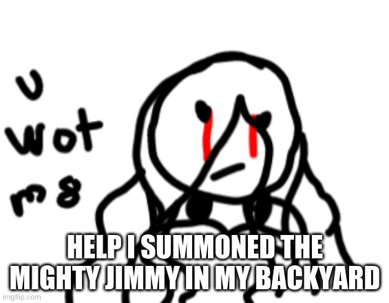 Idk lol | HELP I SUMMONED THE MIGHTY JIMMY IN MY BACKYARD | made w/ Imgflip meme maker