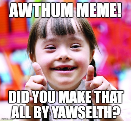 AWTHUM MEME! DID YOU MAKE THAT
ALL BY YAWSELTH? | made w/ Imgflip meme maker