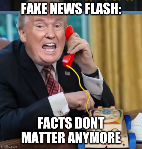 old but still works | FAKE NEWS FLASH:; FACTS DONT MATTER ANYMORE | image tagged in i'm the president | made w/ Imgflip meme maker