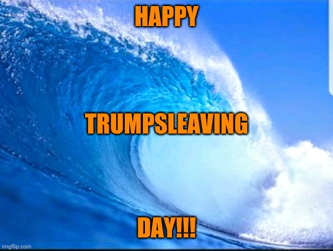 Blue Wave | HAPPY; TRUMPSLEAVING; DAY!!! | image tagged in blue wave | made w/ Imgflip meme maker