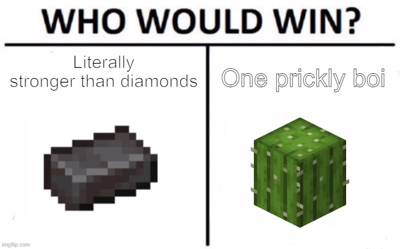 lol | Literally stronger than diamonds; One prickly boi | image tagged in memes,who would win | made w/ Imgflip meme maker
