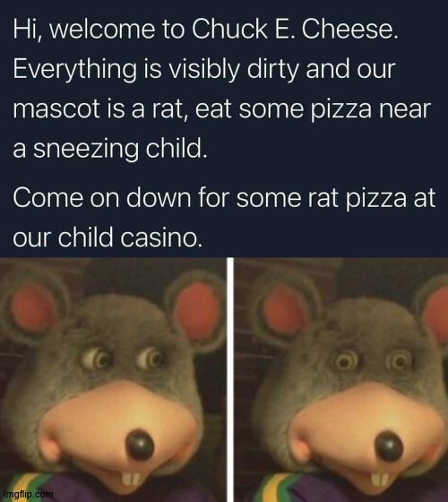 You will really hate it here. | image tagged in chucky cheese | made w/ Imgflip meme maker