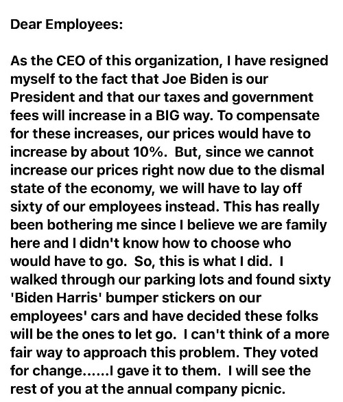 Dear employees: Keep the change! | image tagged in change,voting for change,keep the change,not my president,creepy joe biden,hope and change | made w/ Imgflip meme maker