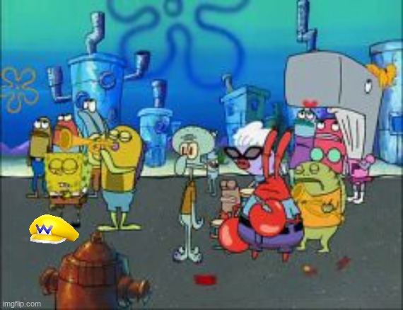 Wario dies in a marching band accident as a flag twirler.mp3 | image tagged in wario dies,wario,spongebob,band geeks,memes | made w/ Imgflip meme maker