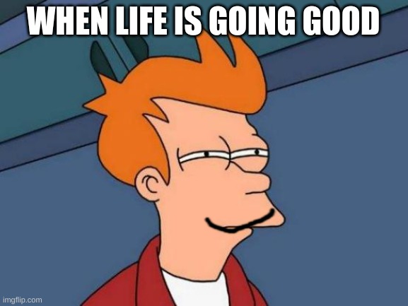 Life be like | WHEN LIFE IS GOING GOOD | image tagged in memes,futurama fry | made w/ Imgflip meme maker