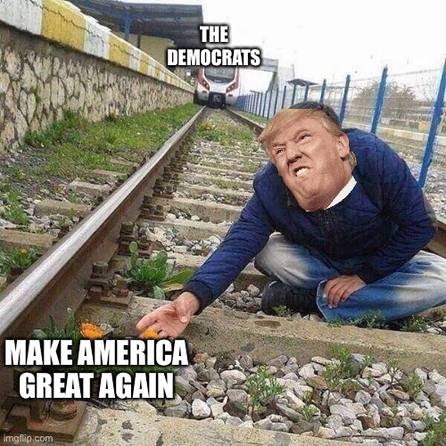 Flower Train Man | THE DEMOCRATS; MAKE AMERICA GREAT AGAIN | image tagged in flower train man | made w/ Imgflip meme maker