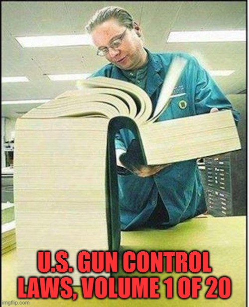 big book | U.S. GUN CONTROL LAWS, VOLUME 1 OF 20 | image tagged in big book | made w/ Imgflip meme maker