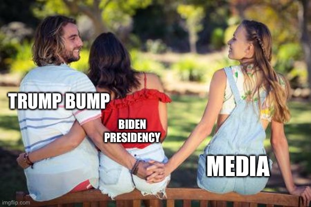Media Secret | TRUMP BUMP; BIDEN PRESIDENCY; MEDIA | image tagged in cheater on the downlow | made w/ Imgflip meme maker
