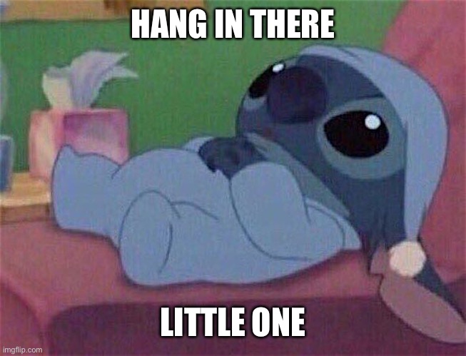 Hang in there little one | HANG IN THERE; LITTLE ONE | image tagged in stitch | made w/ Imgflip meme maker
