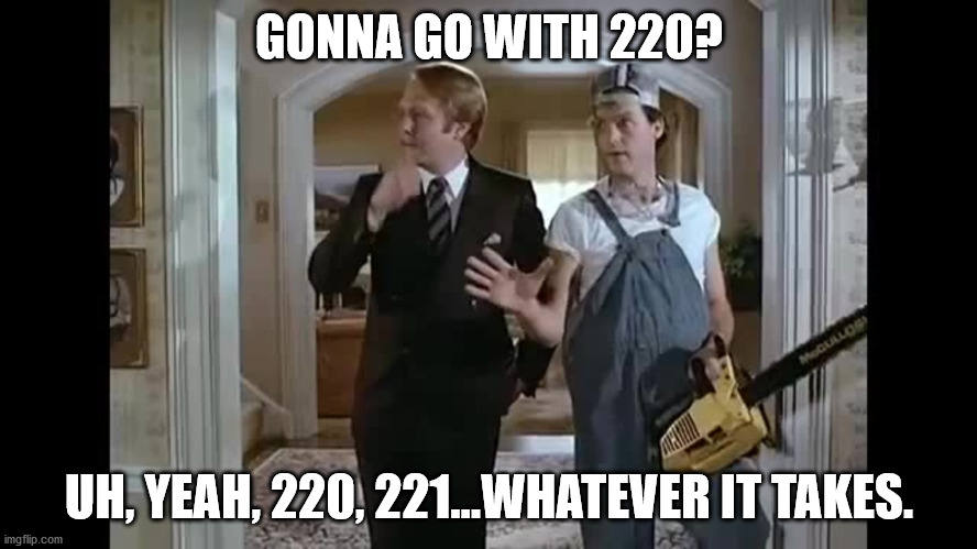 220 221 Whatever it takes |  GONNA GO WITH 220? UH, YEAH, 220, 221...WHATEVER IT TAKES. | image tagged in mr mom,220 221,whatever it takes,michael keaton,martin mull | made w/ Imgflip meme maker