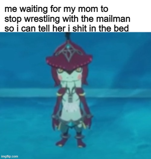 anyone feel like this | me waiting for my mom to stop wrestling with the mailman so i can tell her i shit in the bed | image tagged in baby sidon | made w/ Imgflip meme maker