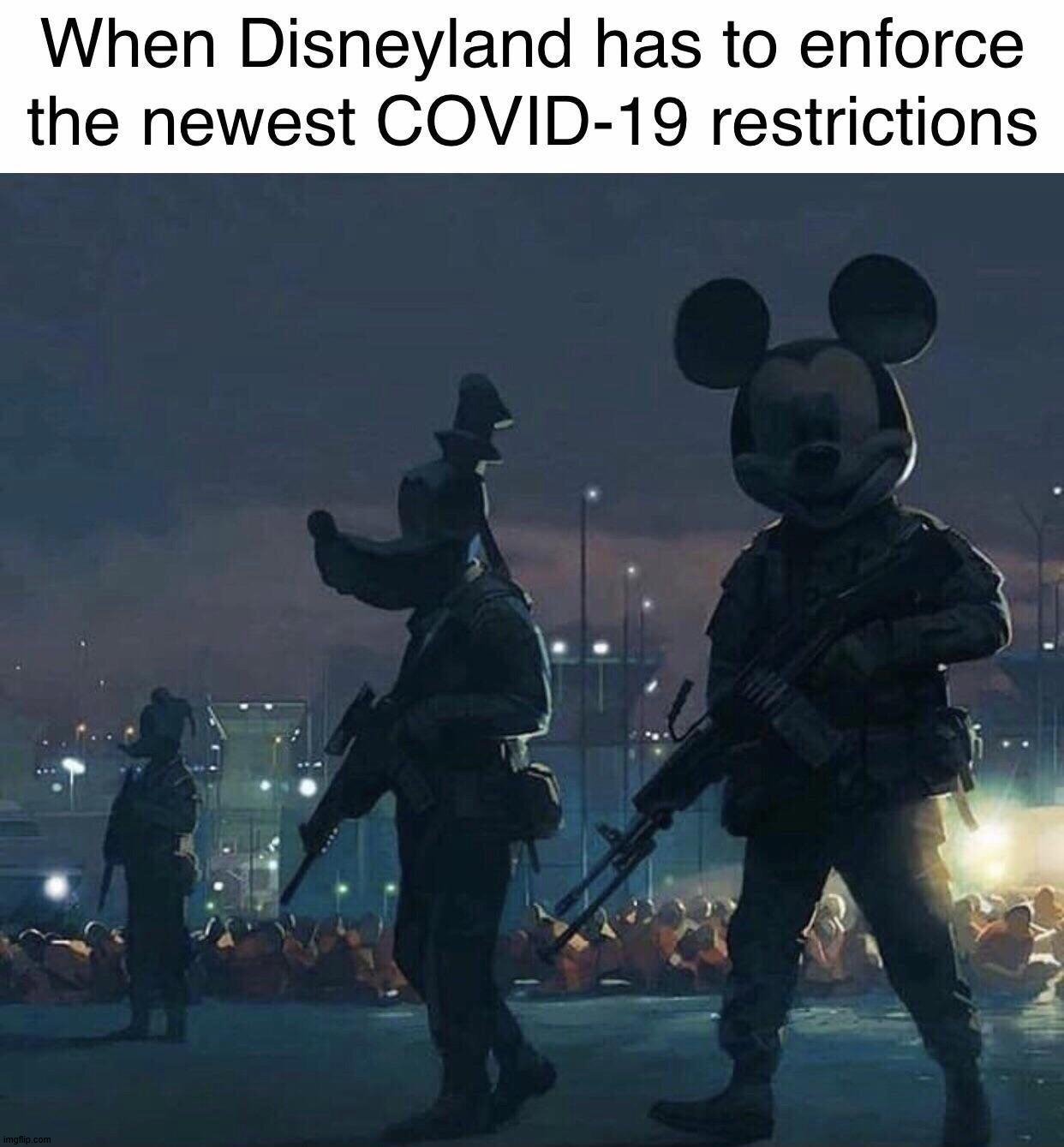Blocked from commenting, Nazi MOD blocked me. | image tagged in covid-19,disneyland,political meme | made w/ Imgflip meme maker