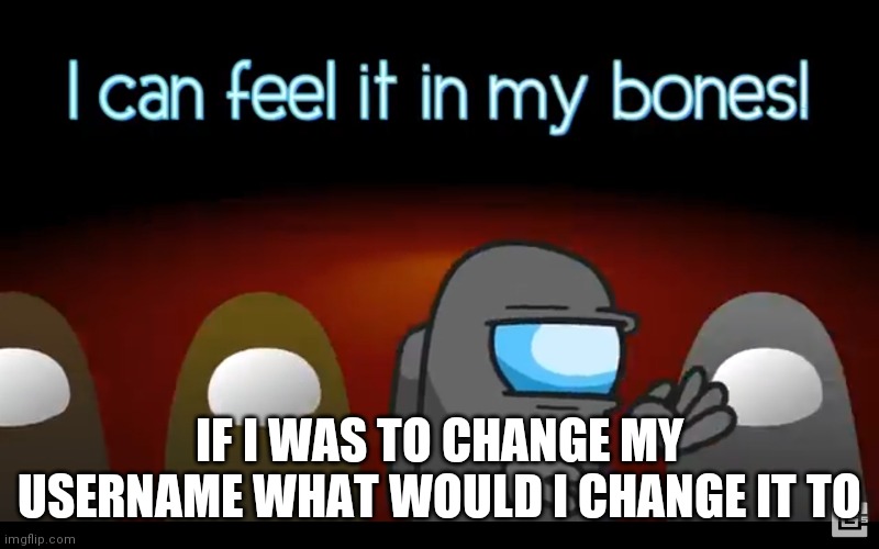 In my bones | IF I WAS TO CHANGE MY USERNAME WHAT WOULD I CHANGE IT TO | image tagged in in my bones | made w/ Imgflip meme maker