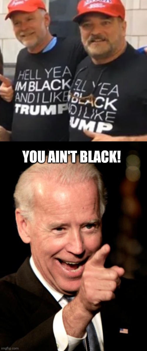 They make it so easy. | YOU AIN'T BLACK! | image tagged in memes,smilin biden,donald trump the clown,trump supporter,dumb and dumber | made w/ Imgflip meme maker