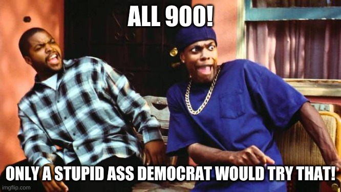 Ice Cube Damn | ALL 900! ONLY A STUPID ASS DEMOCRAT WOULD TRY THAT! | image tagged in ice cube damn | made w/ Imgflip meme maker