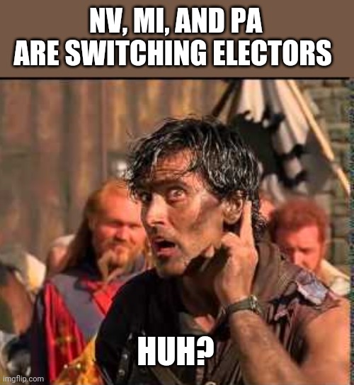 Politics and stuff | NV, MI, AND PA ARE SWITCHING ELECTORS; HUH? | image tagged in funny memes | made w/ Imgflip meme maker