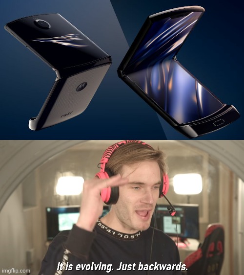 Flip phone 2020 | image tagged in its evolving just backwards | made w/ Imgflip meme maker