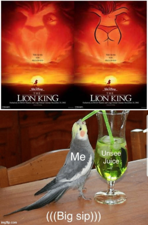 Ah, another Disney childhood RUINED. | image tagged in unsee juice,lion king,disney | made w/ Imgflip meme maker