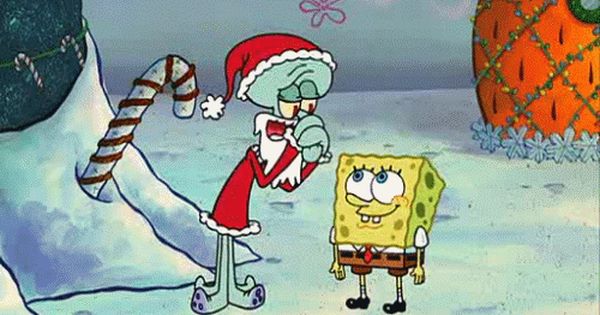 Spongebob and squidward christmas Blank Meme Template