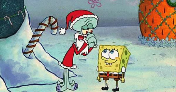 High Quality Spongebob and squidward christmas Blank Meme Template