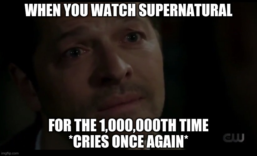 When i watched the most resent episode | WHEN YOU WATCH SUPERNATURAL; FOR THE 1,000,000TH TIME
*CRIES ONCE AGAIN* | image tagged in destiel | made w/ Imgflip meme maker