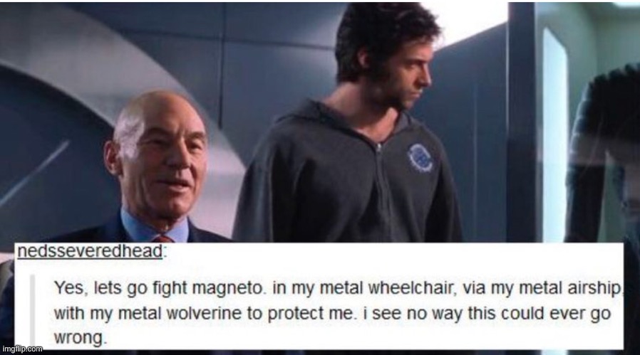 What could go wrong? (I didn’t make this btw) | image tagged in x men,wolverine | made w/ Imgflip meme maker