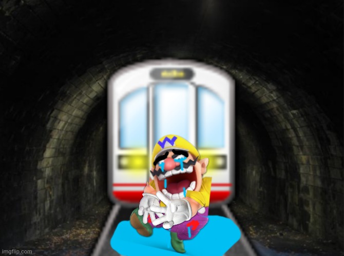 Wario gets hit by a train in an "abandoned" train tunnel.mp3 (Audio in description if somebody wants to make a video out of this | AUDIO: *FOOTSTEPS X26* GAH... MAMA MIA... *FOOTSTEPS X13* *TRAIN HORN* OH GOD... *FOOTSTEPS X10* *RUNNING X20* *FALLS DOWN AND SCRATCHES KNEE* GAH *TRAIN HORN* MAMA MIA... *RUNNING X30* *FALLS DOWN AND SCRATCHES OTHER KNEE* OH GOD! *CLOSE TRAIN HORN* *CRYING* *TRAIN NOISES* OH MY GOD- *BLOOD SPLATTERING NOISES* *RAILS SCREECHING* | made w/ Imgflip meme maker