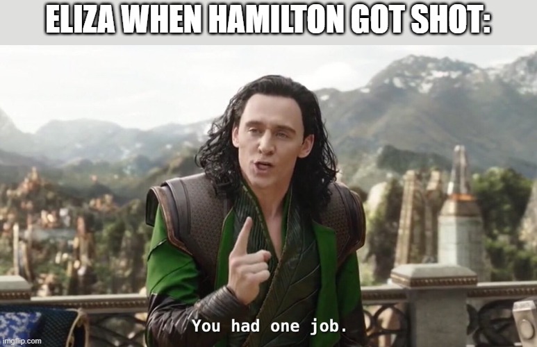 Your job was to stay alive, that would be enough | ELIZA WHEN HAMILTON GOT SHOT: | image tagged in you had one job just the one,memes,funny,hamilton,musicals | made w/ Imgflip meme maker