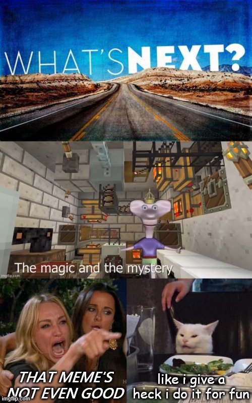 idc what | like i give a heck i do it for fun; THAT MEME'S NOT EVEN GOOD | image tagged in memes,the magic and the mystery | made w/ Imgflip meme maker