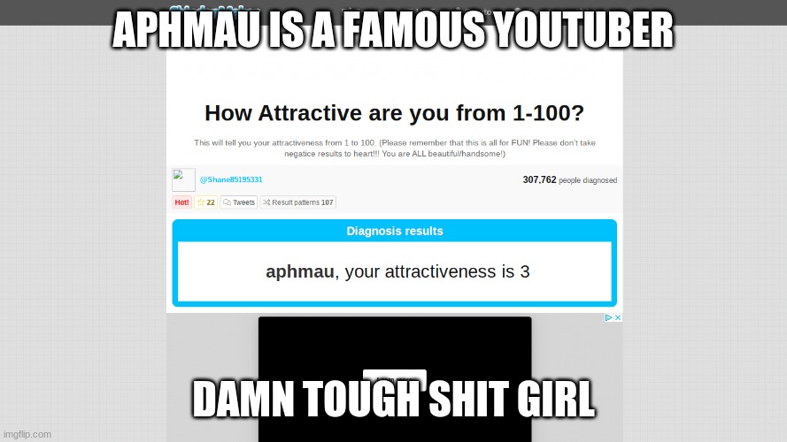 DAMNNNNNNNNNNNN | APHMAU IS A FAMOUS YOUTUBER; DAMN TOUGH SHIT GIRL | made w/ Imgflip meme maker