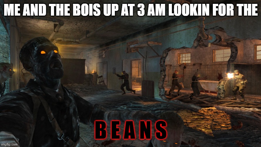 BEANS | ME AND THE BOIS UP AT 3 AM LOOKIN FOR THE; B E A N S | image tagged in lol so funny | made w/ Imgflip meme maker