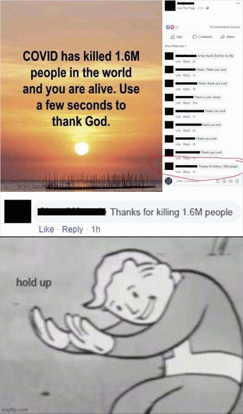 1.6 mil god | image tagged in fallout hold up,why god why | made w/ Imgflip meme maker