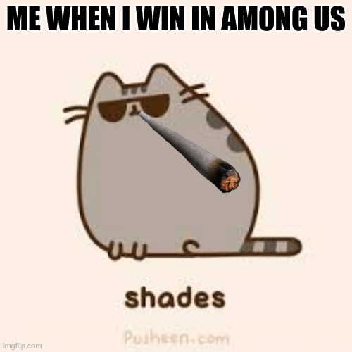 awesome pusheen | ME WHEN I WIN IN AMONG US | image tagged in awesome pusheen | made w/ Imgflip meme maker