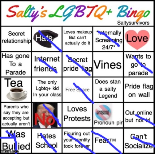 Saw everyone do it so.... | image tagged in the pride bingo | made w/ Imgflip meme maker