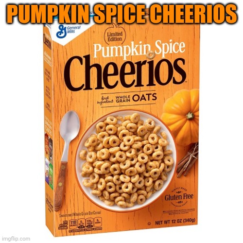 Pumpkin Spice Cheerios | PUMPKIN SPICE CHEERIOS | image tagged in pumpkin spice cheerios | made w/ Imgflip meme maker