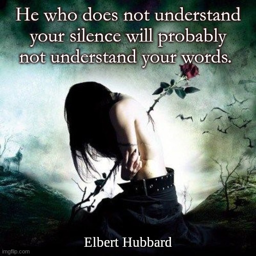 He who does not understand your silence will probably not understand your words. Elbert Hubbard | image tagged in love | made w/ Imgflip meme maker