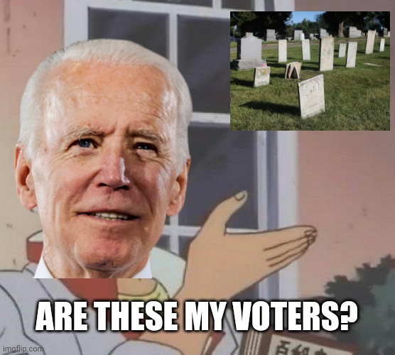 Joe Biden, a man of the [dead] people | ARE THESE MY VOTERS? | image tagged in memes,is this a pigeon,joe biden,election 2020,voter fraud | made w/ Imgflip meme maker