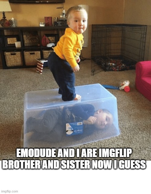 ye | EMODUDE AND I ARE IMGFLIP BROTHER AND SISTER NOW I GUESS | image tagged in stop your sibling | made w/ Imgflip meme maker