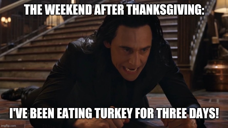 Eating Turkey for three days | THE WEEKEND AFTER THANKSGIVING:; I'VE BEEN EATING TURKEY FOR THREE DAYS! | image tagged in i've been falling for 30 minutes | made w/ Imgflip meme maker