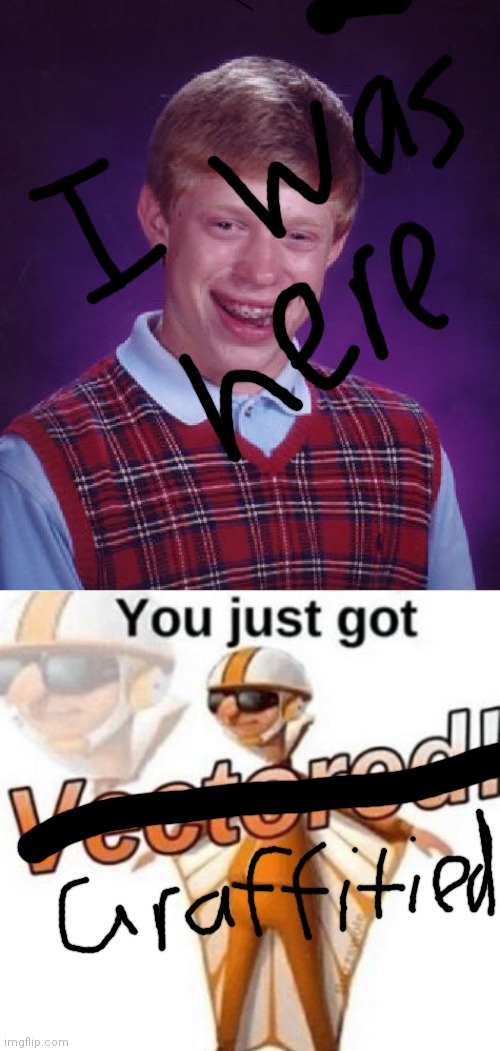 You just got graffitied | image tagged in memes,bad luck brian,you just got vectored | made w/ Imgflip meme maker