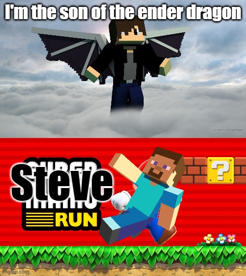 I'm the son of the ender dragon; Steve | image tagged in child of the ender dragon | made w/ Imgflip meme maker