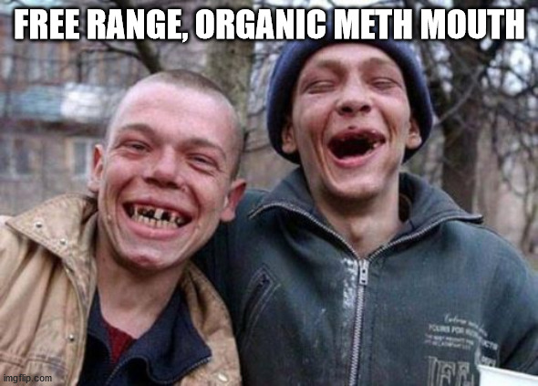 Ugly Twins | FREE RANGE, ORGANIC METH MOUTH | image tagged in memes,ugly twins | made w/ Imgflip meme maker