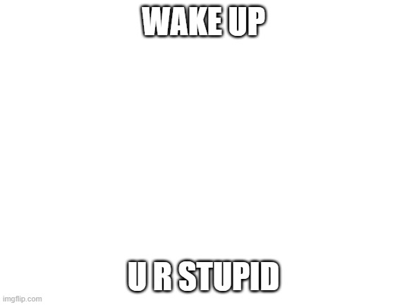 Blank White Template | WAKE UP U R STUPID | image tagged in blank white template | made w/ Imgflip meme maker