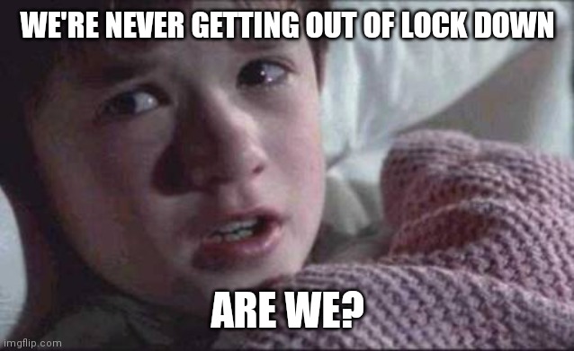 Covid |  WE'RE NEVER GETTING OUT OF LOCK DOWN; ARE WE? | image tagged in memes,i see dead people,lockdown,covid-19 | made w/ Imgflip meme maker