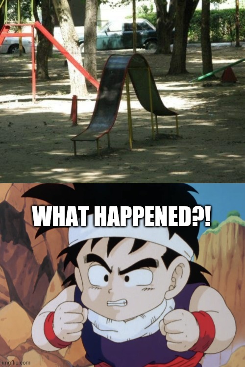 That's a wavy slide. | WHAT HAPPENED?! | image tagged in gohan do i look like dbz,funny,task failed successfully,you had one job,memes | made w/ Imgflip meme maker