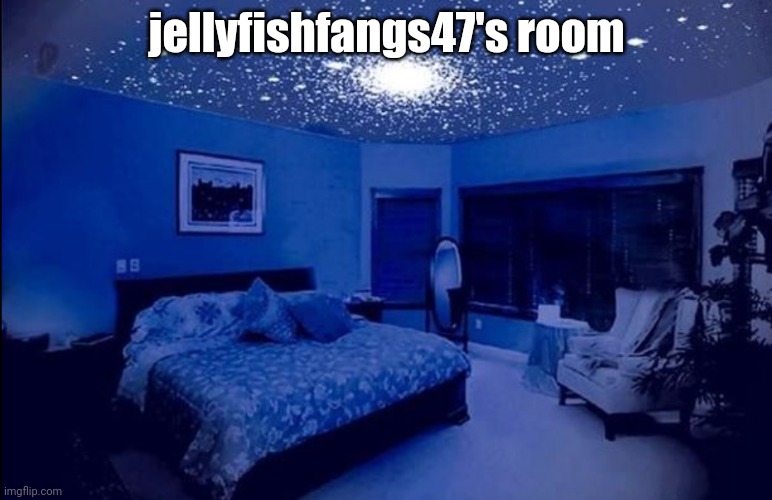 Dark room w/ led lights hotel room | jellyfishfangs47's room | image tagged in dark room w/ led lights hotel room | made w/ Imgflip meme maker